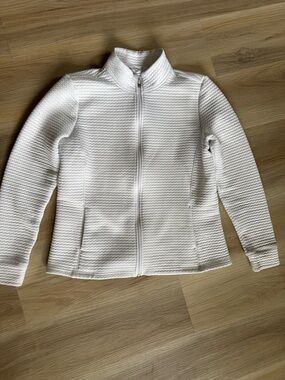 Lady Hagen White Textured Zip Jacket Size Large | Lightweight Athletic Layer